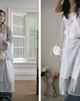 Robe mi-longue blanche fluide