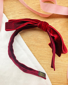 Dark Red Velvety Ribbon Headband