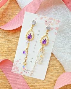 Purple Diamond Anime Earrings