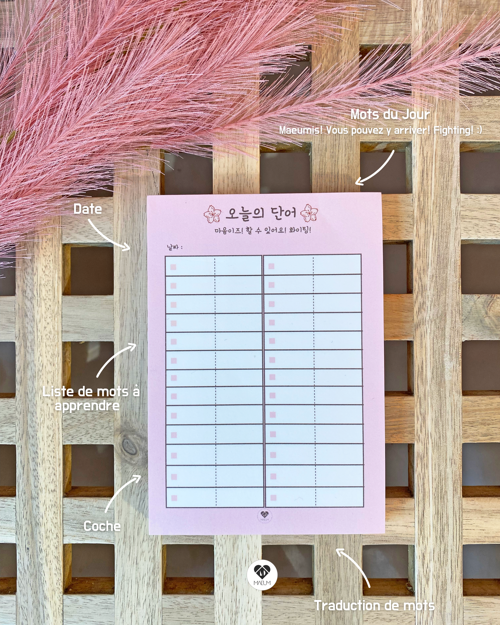 Maeum Carnet Mémo - 오늘의 단어 - Rose