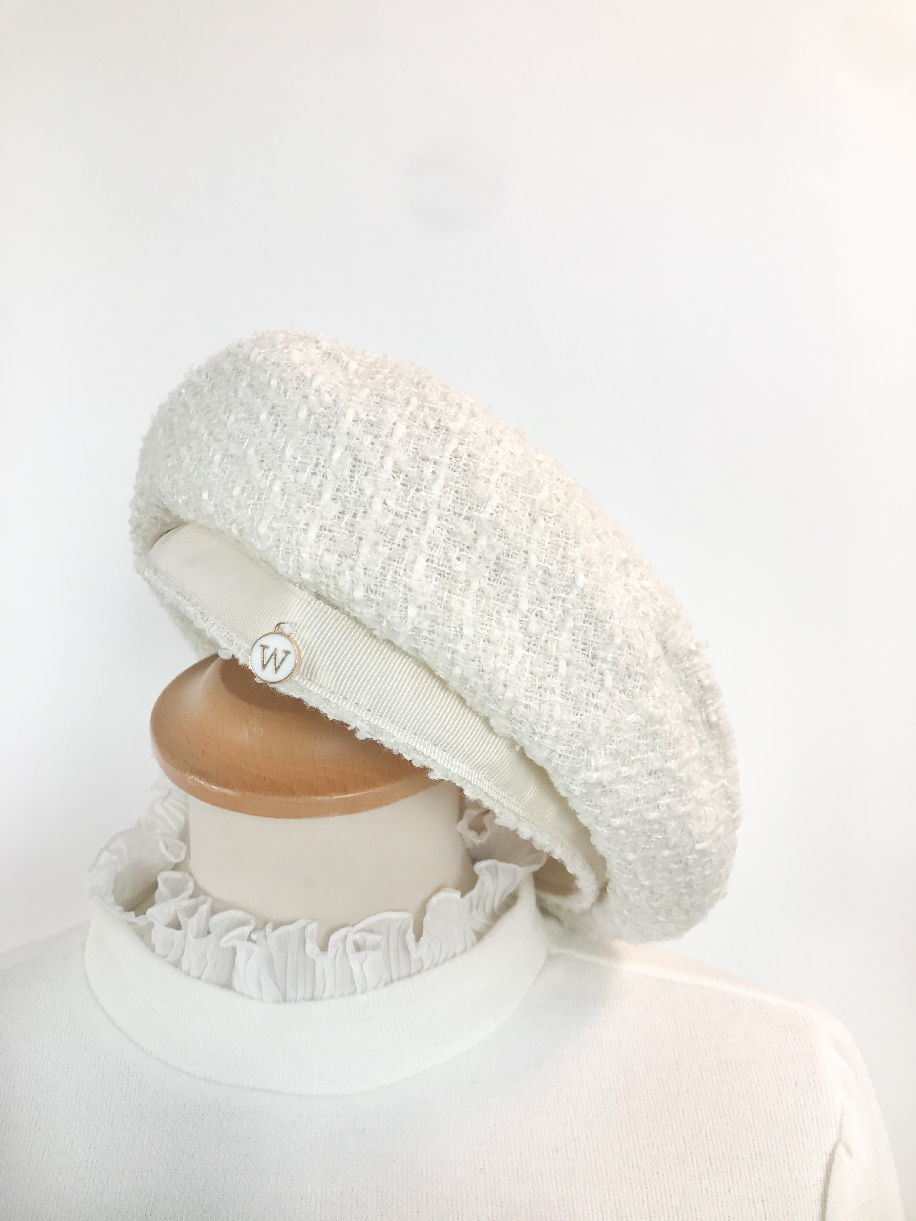 Beret Tweed - Blanc
