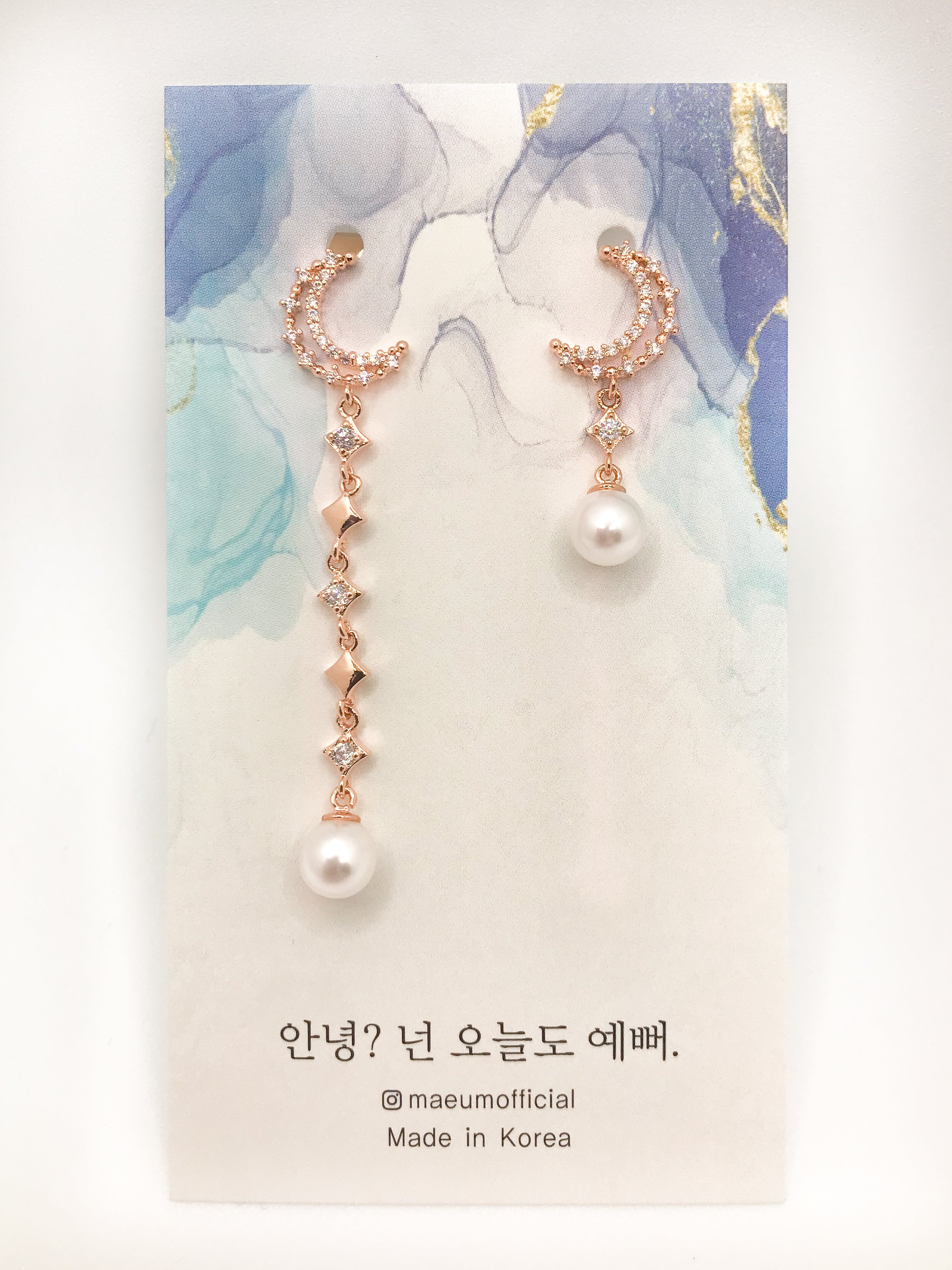 Double Moon Pearl - Golden Rose , Argent